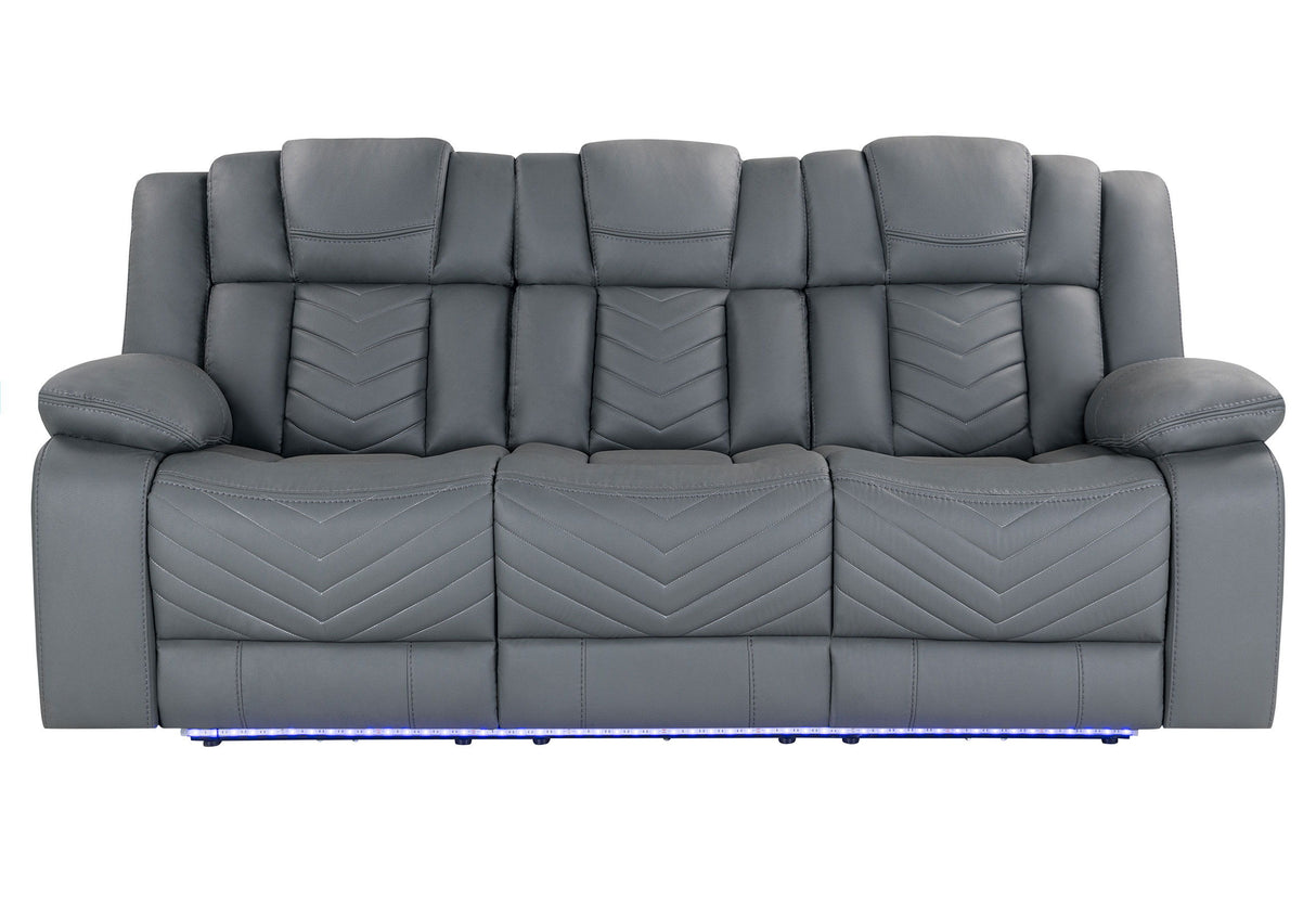 U7068 - 3 Piece Living Room Set (10 Power Reclining Sofa / Power Console Reclining Loveseat / Power Recliner With LED) - Gray