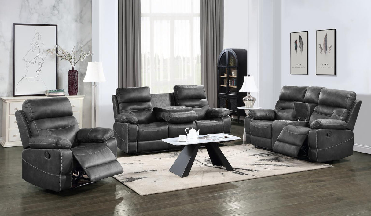 U170 - Motion Sofa With Dropdown Table - Gray