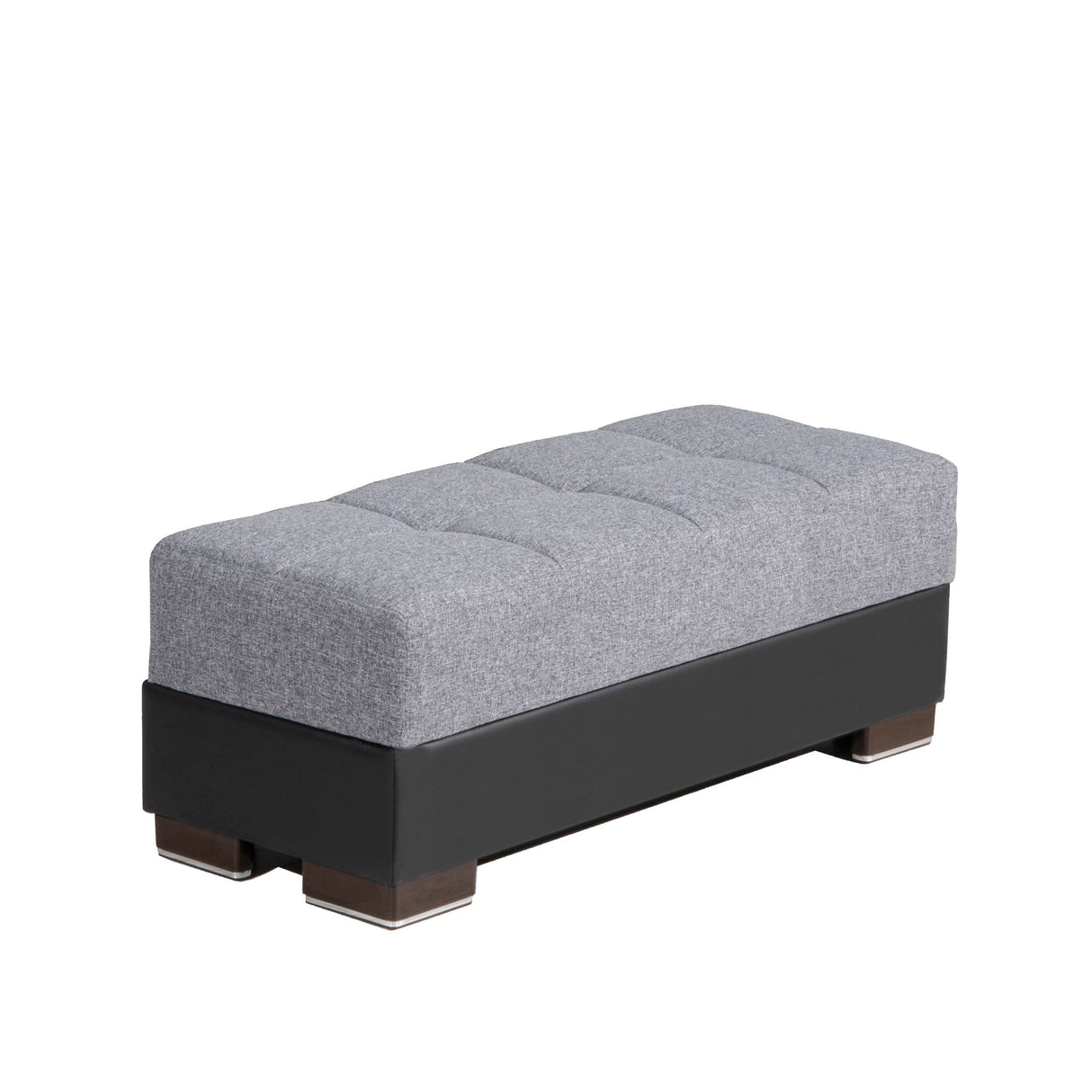 Ottomanson Armada - Upholstered Ottoman With Storage - Gray/Black PU Polyester