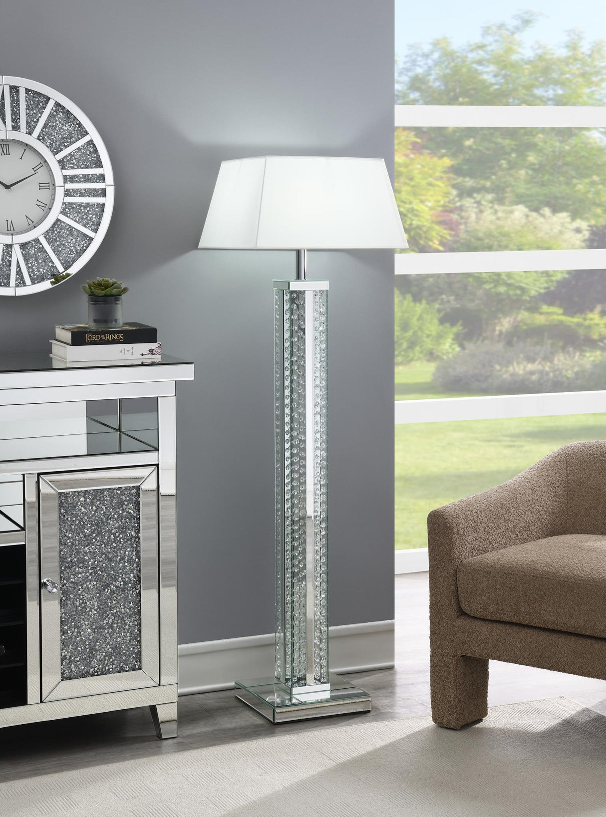 A1030 - LED Floor Lamp (Sold With Lamp Shade A1000-B) - Pearl Silver
