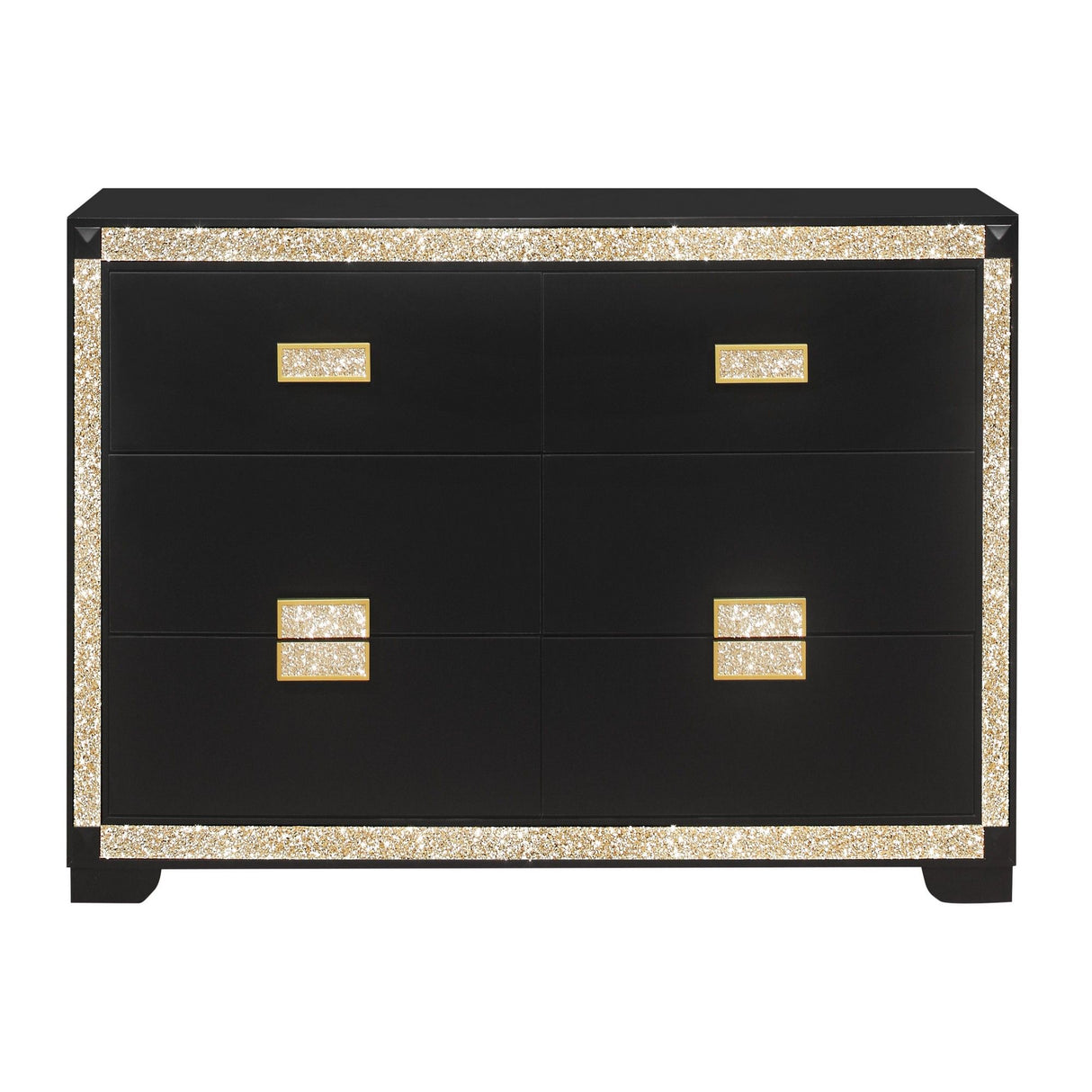 Lively - Dresser With Glitter Detail And Thick Bar Handle Hardware - Black