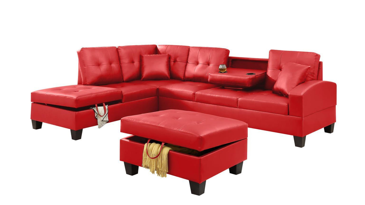 U347 - Sectional And Ottoman - Red