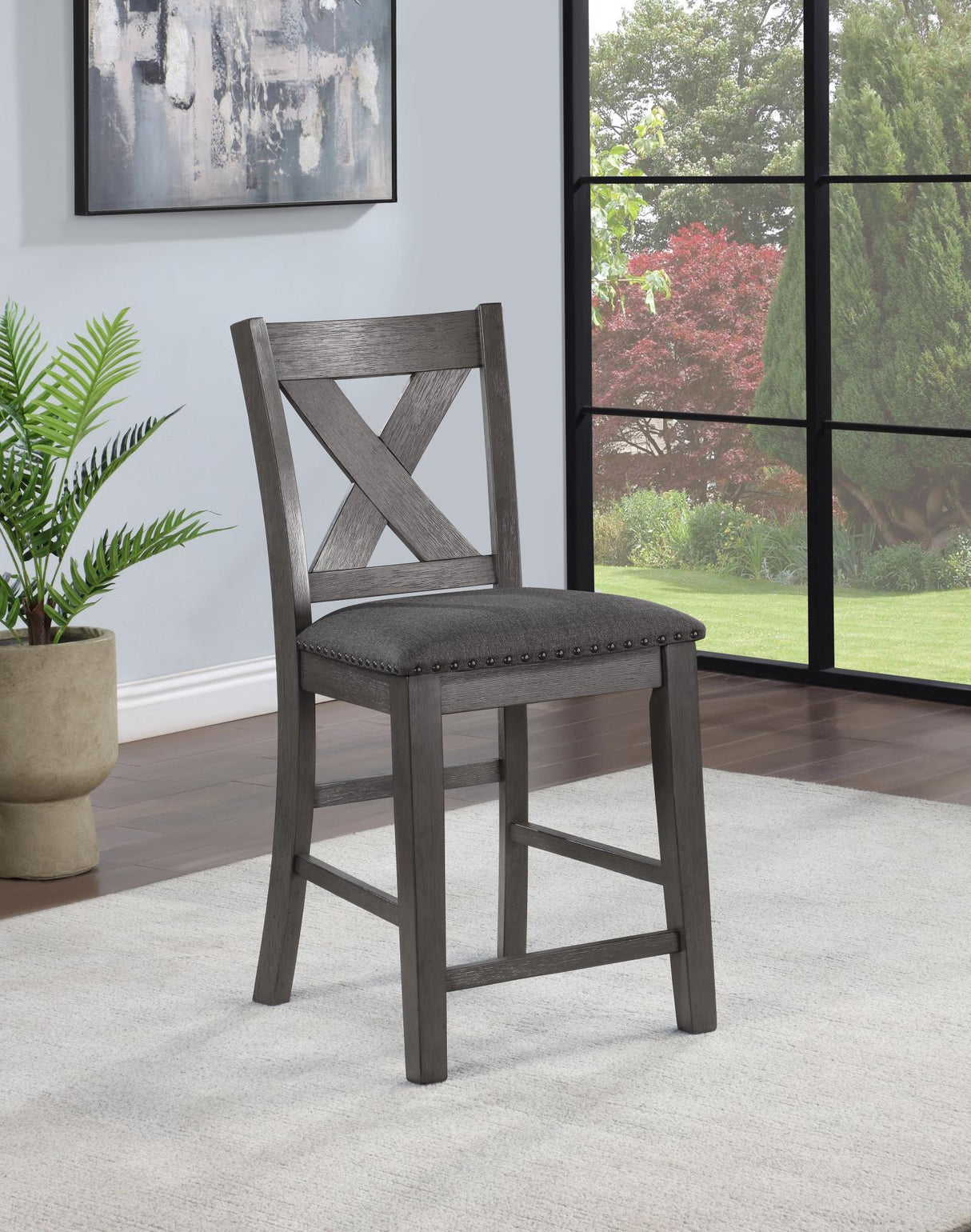 D160 - 7 Piece Dining Room Set (Counter Height Table With 6 Counter Chairs) - Gray