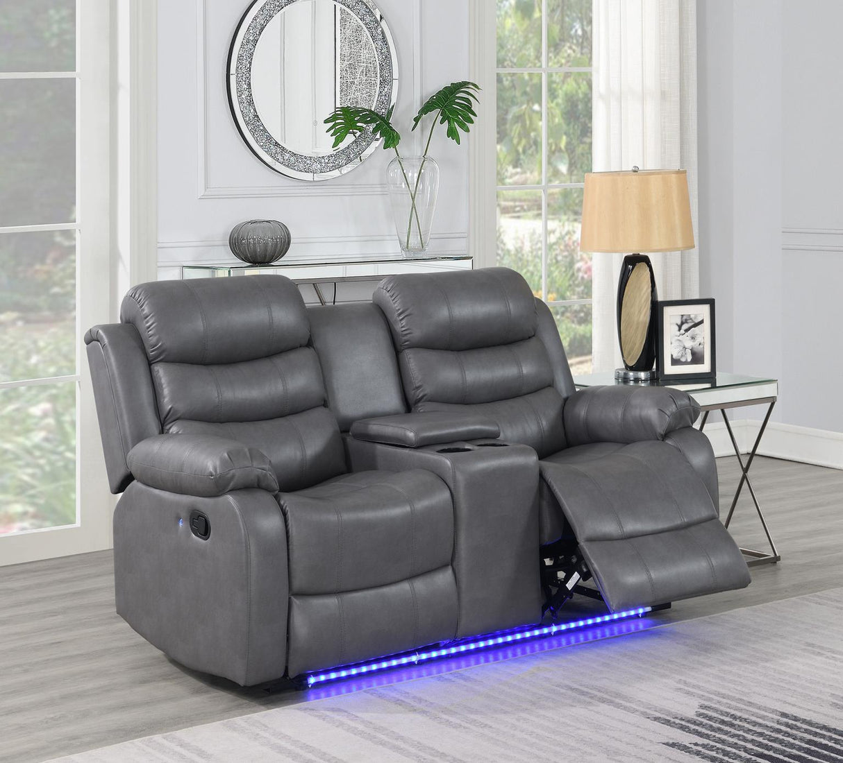 U156 - Motion LED Loveseat - Gray