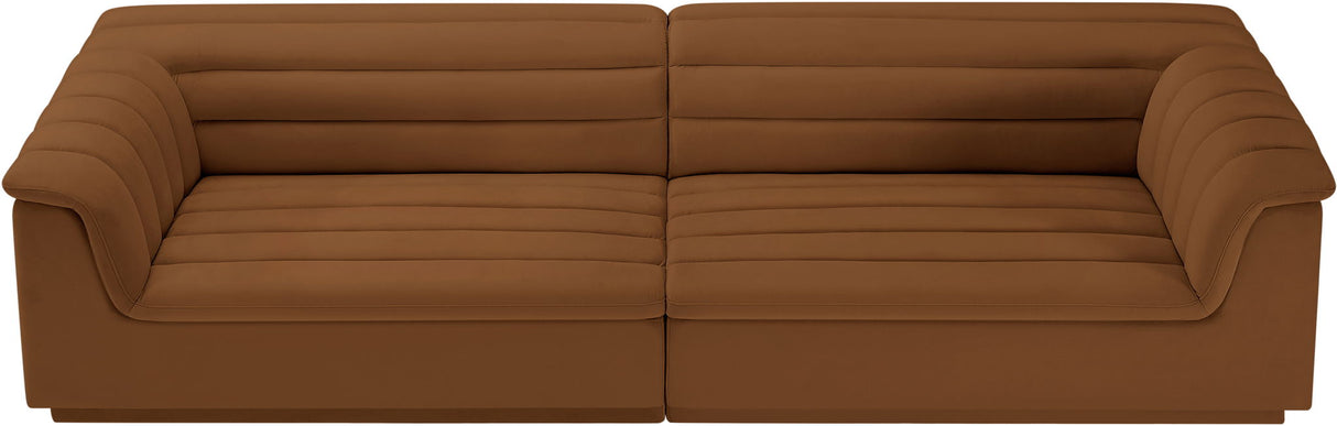Cascade - Velvet Modular Sofa - Saddle