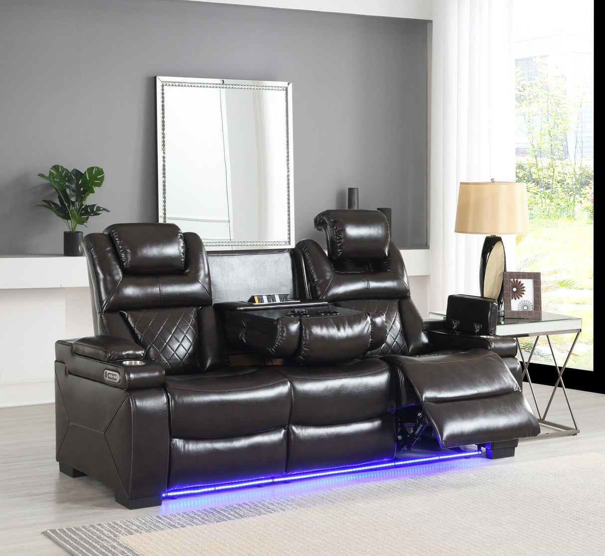 U104 - Power Reclining Sofa - Dark Brown