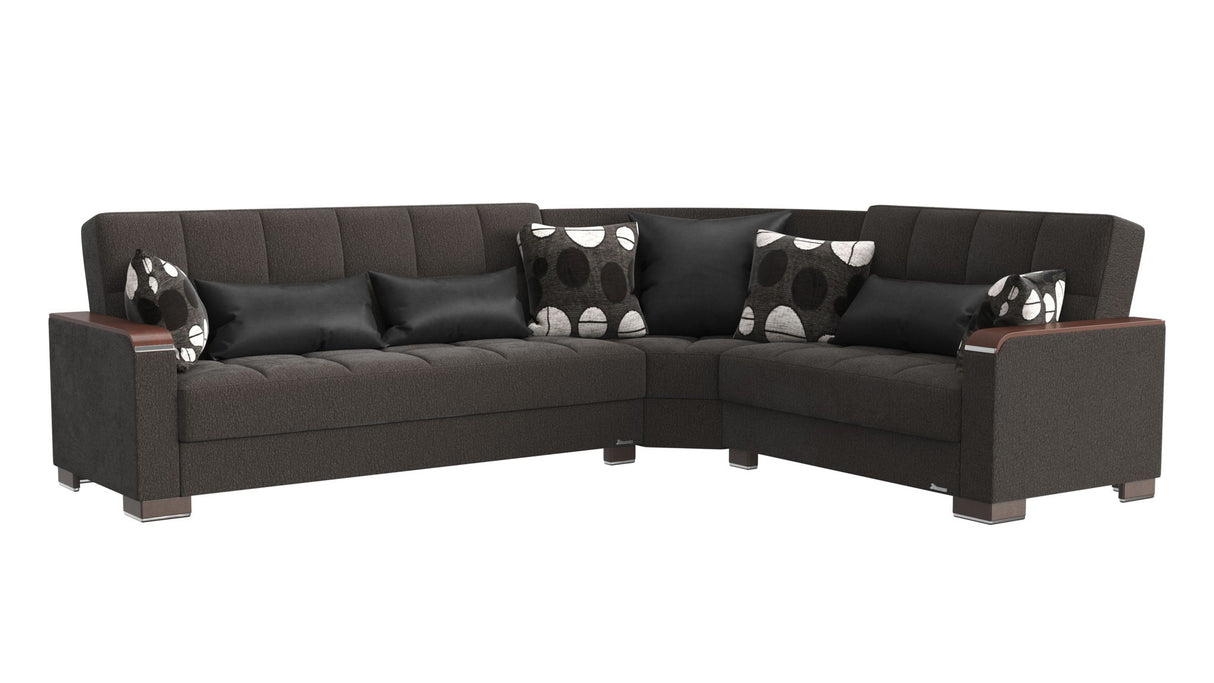 Ottomanson Armada X - Upholstered Convertible Wood Trimmed Sectional With Storage