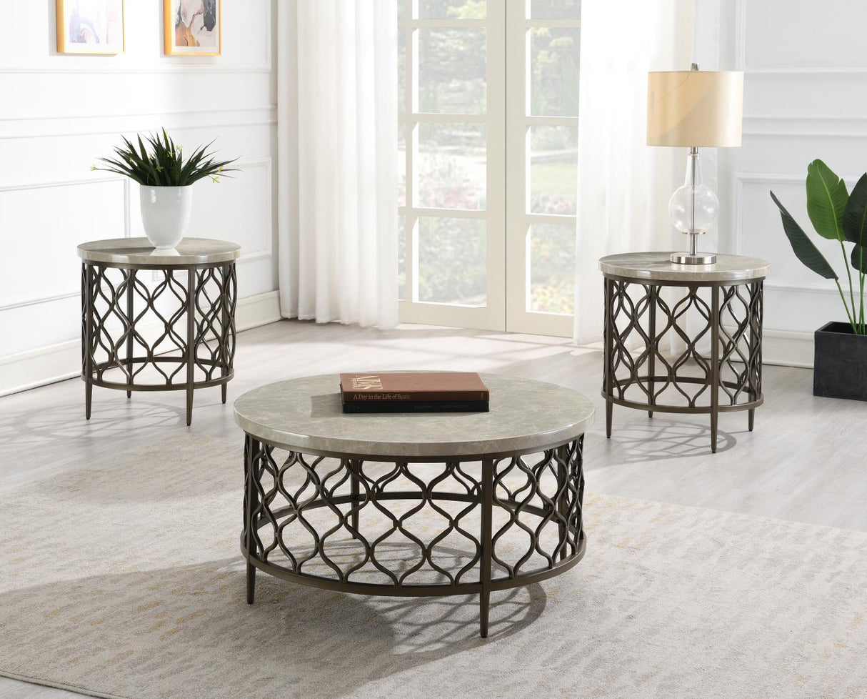 T154 - Coffee Table & 2 End Tables - Brown / Gray