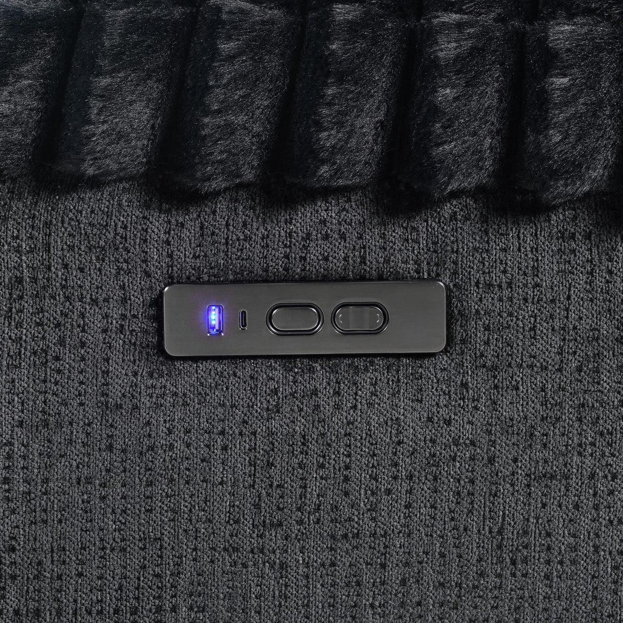 U60 - Corduroy Power 3 Piece Sectional With Bluetooth Speaker, And Wireless Charger - Black