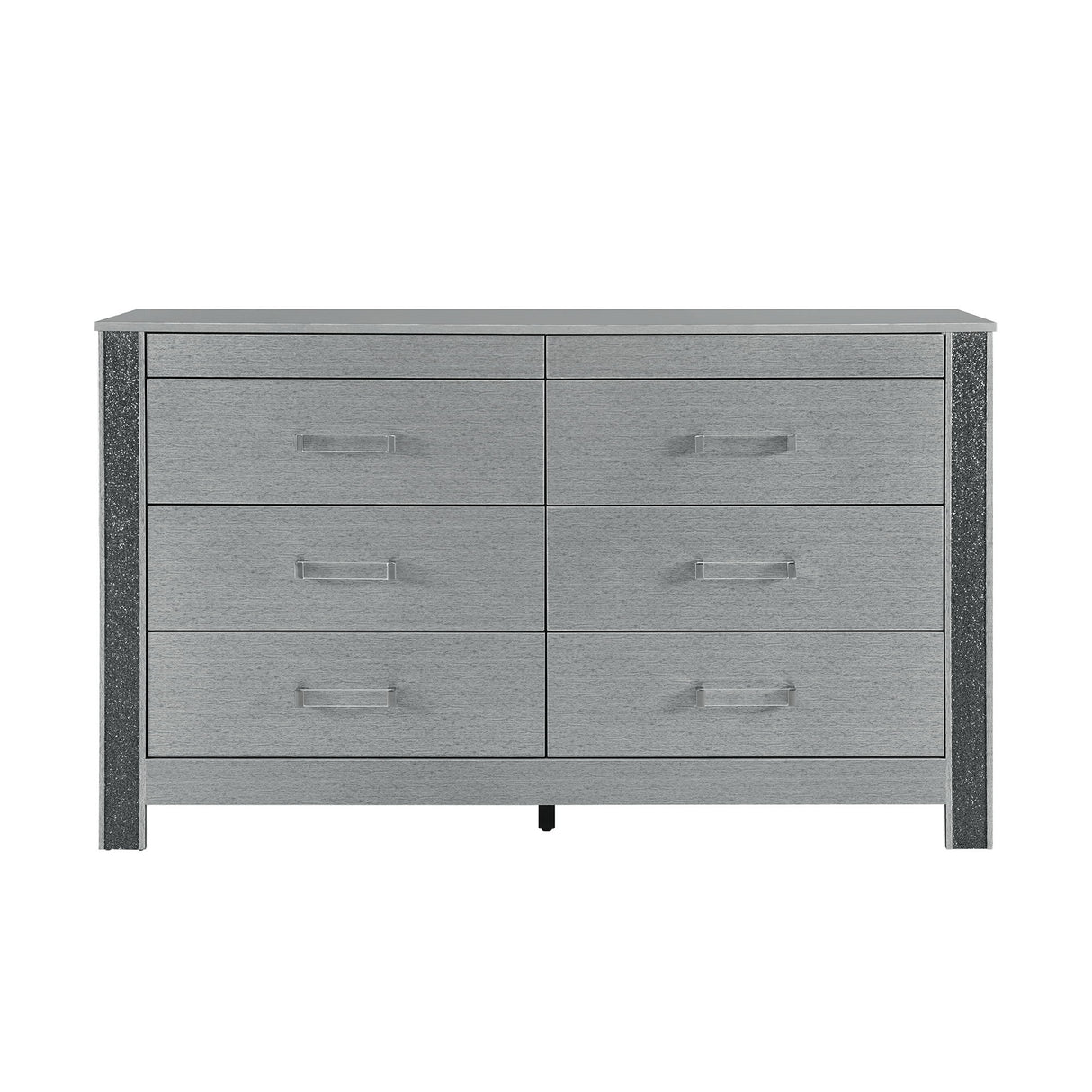 Lorenzo - Dresser With Hidden Jewelry Compartment And Bar Handles In - Silver