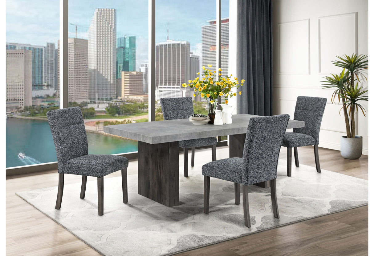 5 Piece Dining Room Set (Dining Table And 4 Dining Chairs) - Gray / Dark Brown