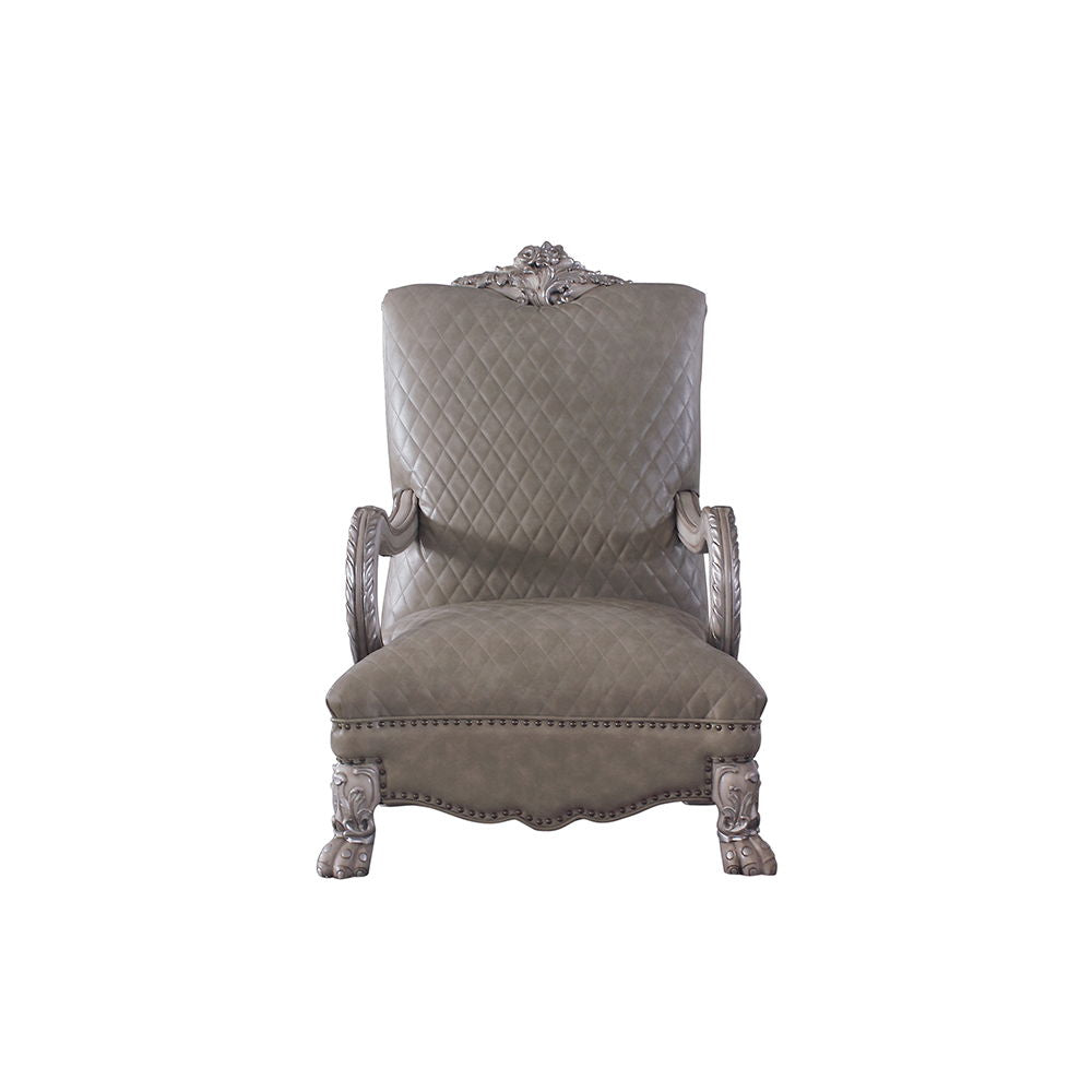 Dresden - Chair With Pillow - Synthetic Leather & Vintage Bone White