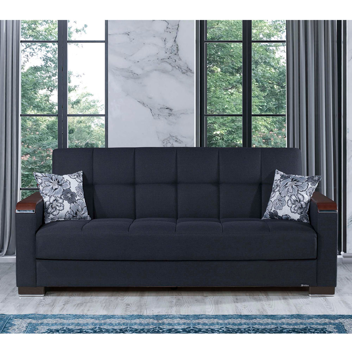 Ottomanson Armada X - Upholstered Convertible Wood Trimmed Sofabed With Storage - Polyester