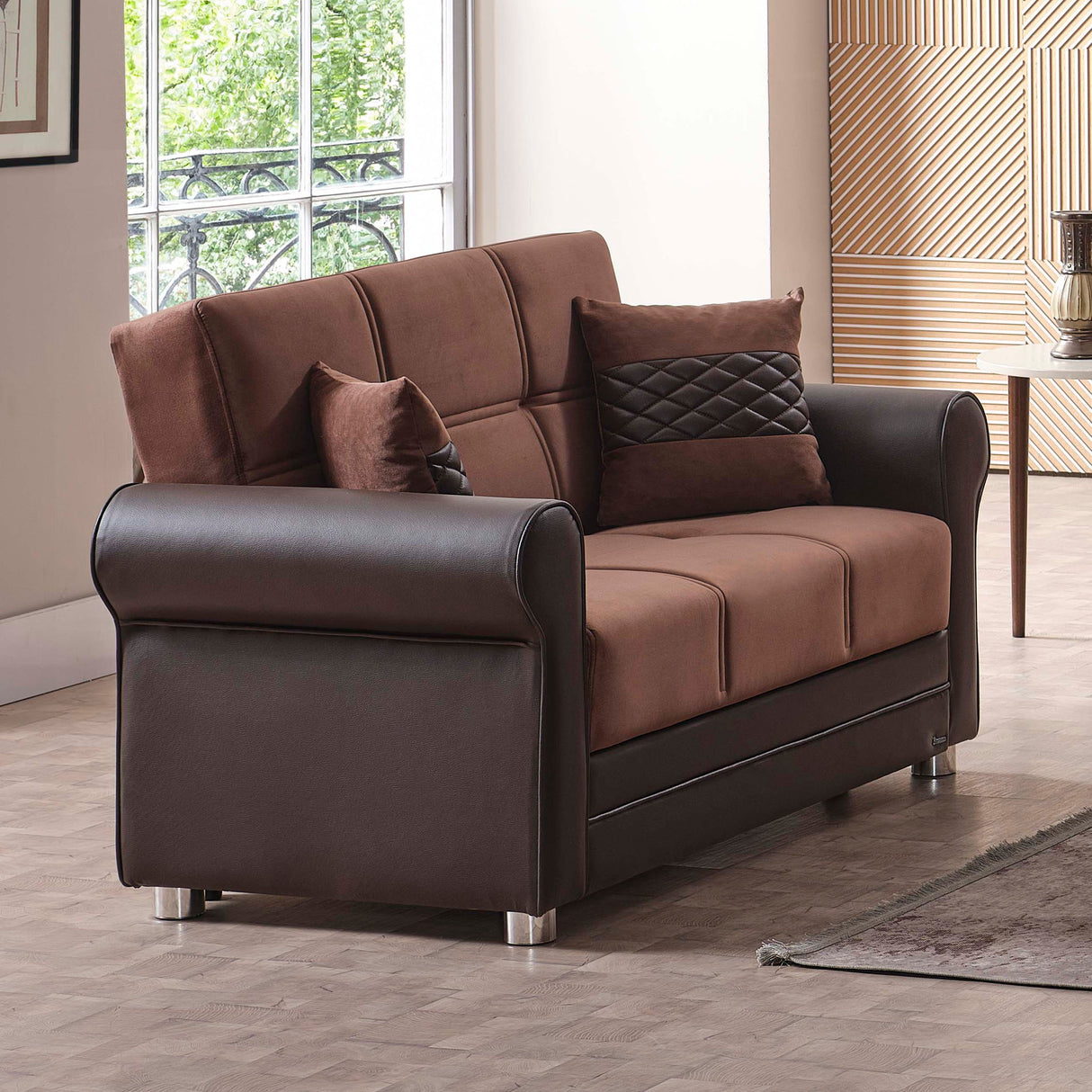 Ottomanson Avalon - Upholstered Convertible Loveseat With Storage