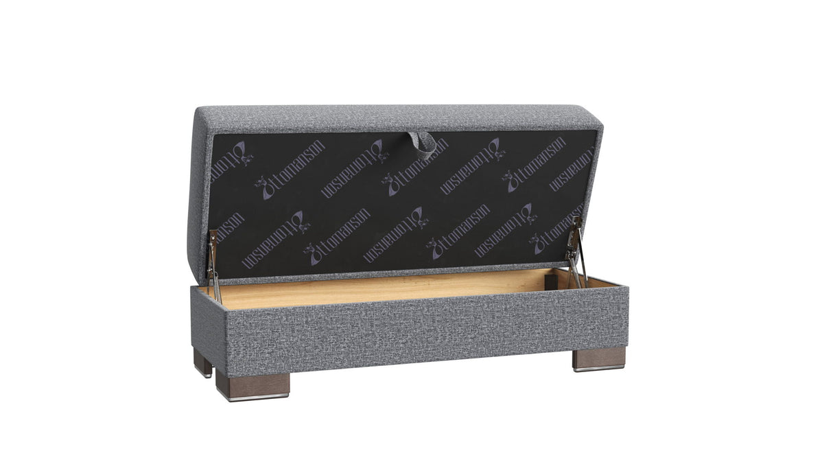 Ottomanson Armada X - Upholstered Convertible Wood Trimmed Ottoman With Storage - Polyester