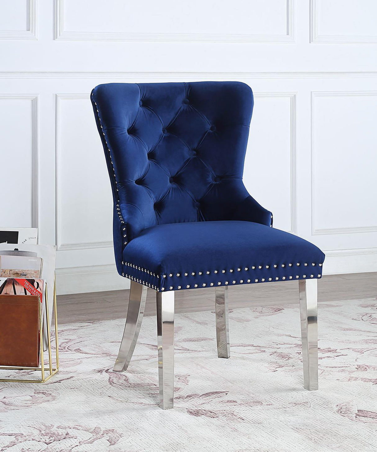 D2082 - Velvet Dining Side Chair With Chrome Legs (Set of 2)