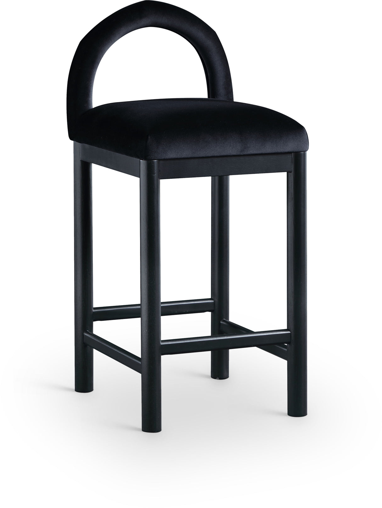 Conrad - Velvet Counter Stool With Black Legs