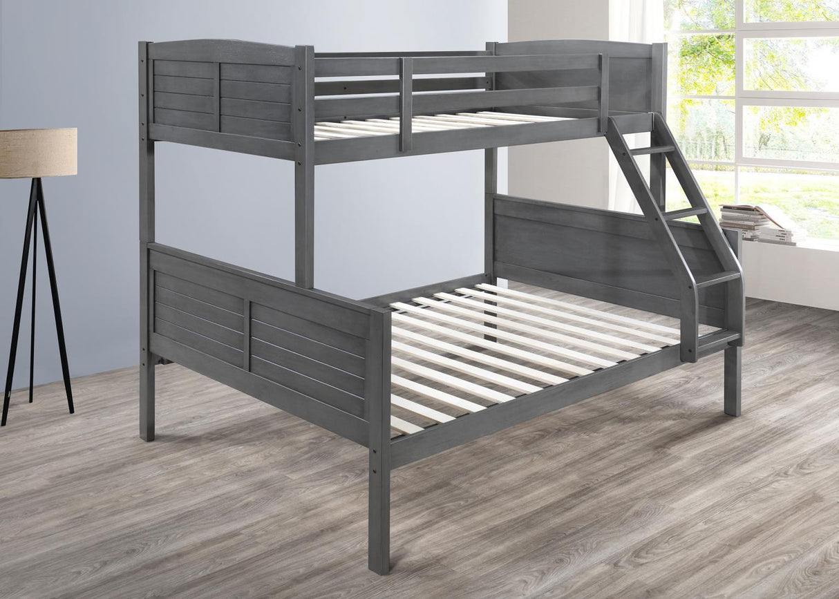 S093 - Twin / Full Bunk Bed - Antique Gray