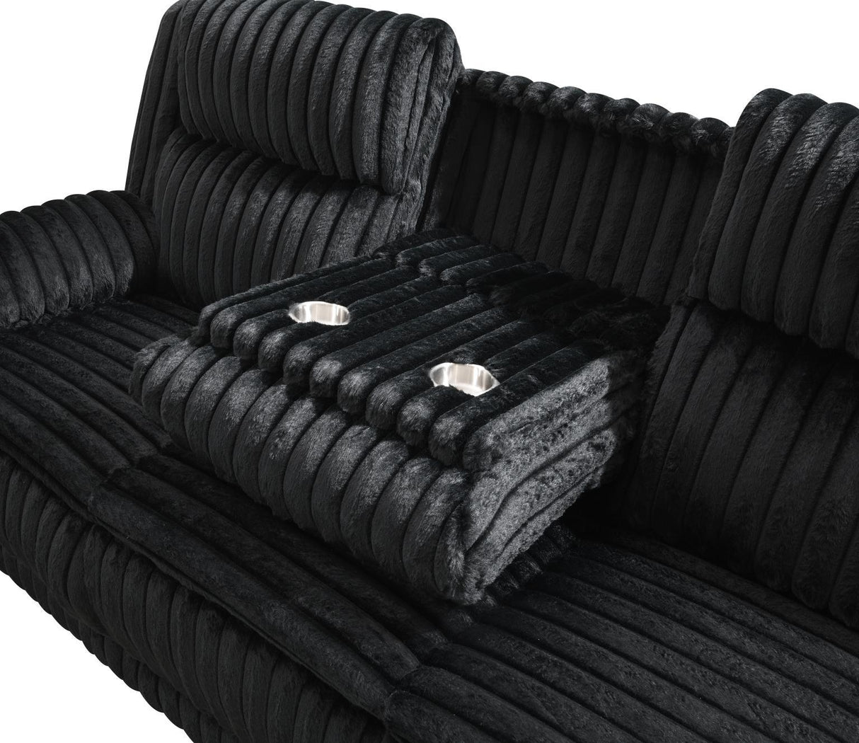 U112 - Corduroy Motion Loveseat - Black