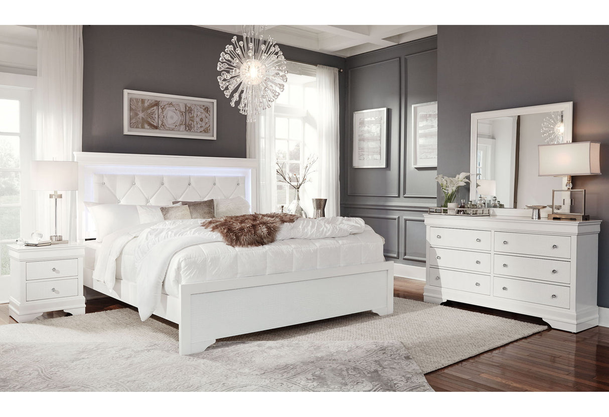 Pompei - Full Bed With LED - White