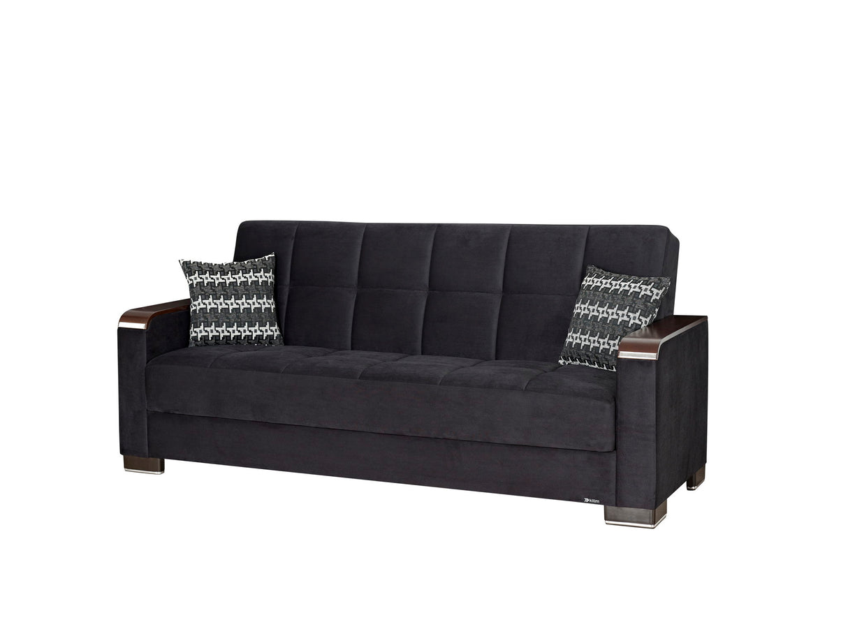 Ottomanson Armada X - Upholstered Convertible Wood Trimmed Sofabed With Storage - Microfiber
