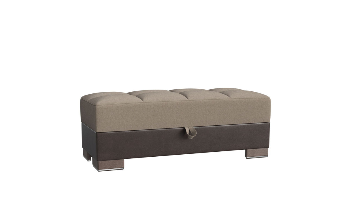 Ottomanson Armada X - Upholstered Convertible Wood Trimmed Ottoman With Storage