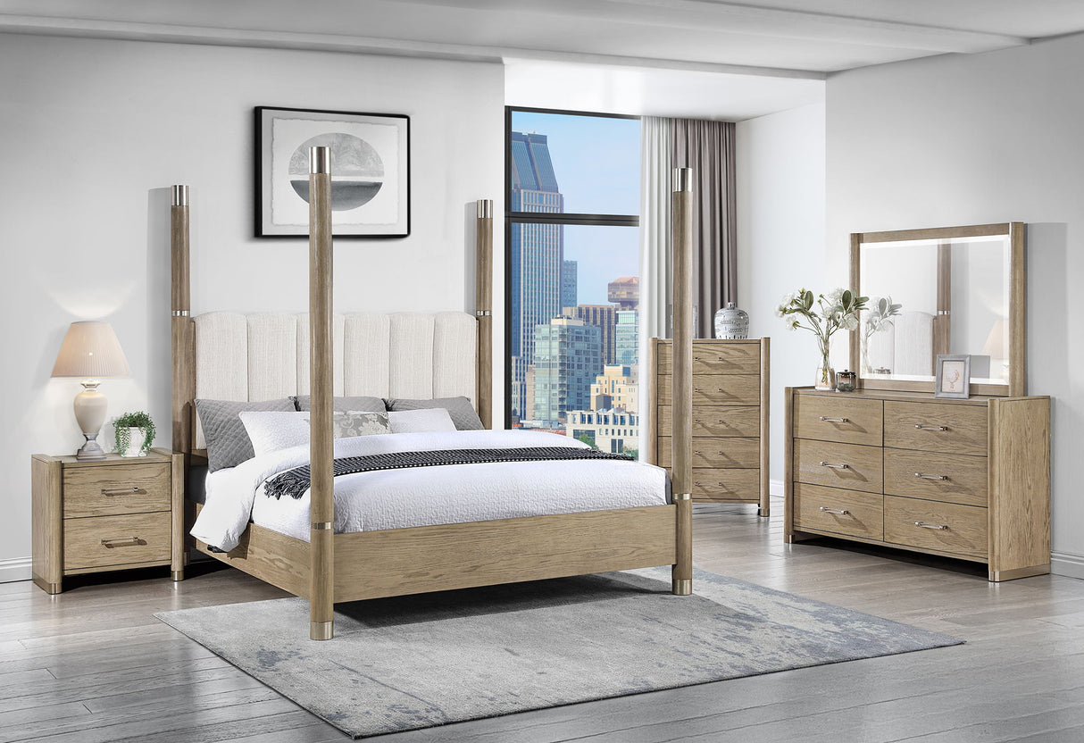Santo - 5 Piece King Bedroom Set - Light Brown