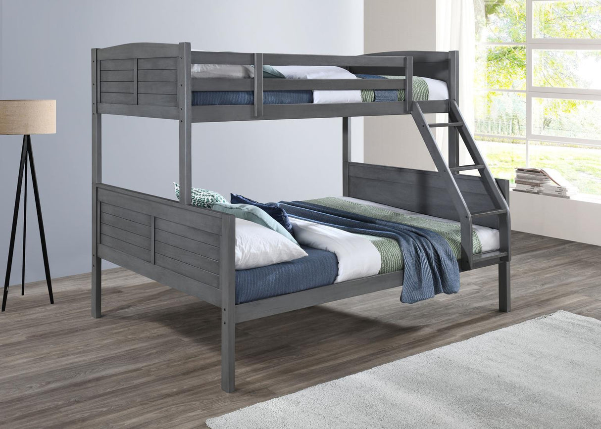 S093 - Twin / Full Bunk Bed - Antique Gray