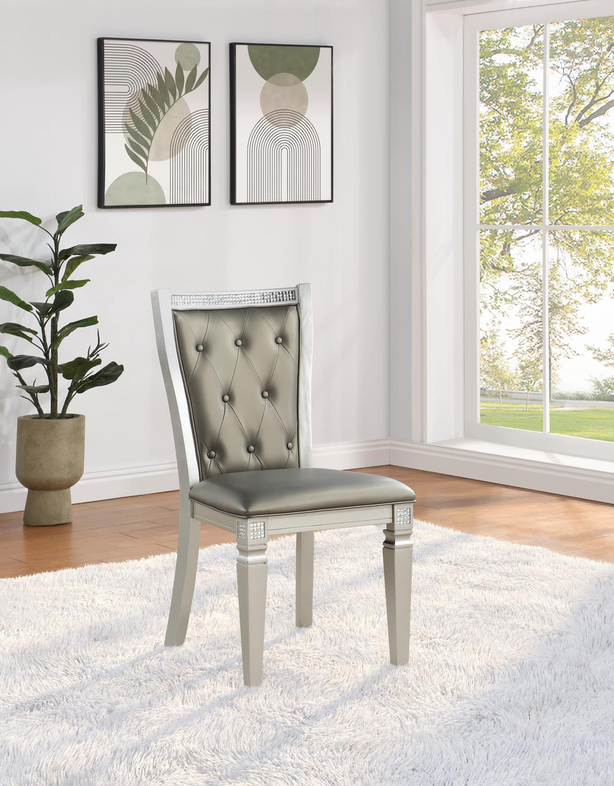 D106 - Side Chair (Set of 2) - Shimmer Silver