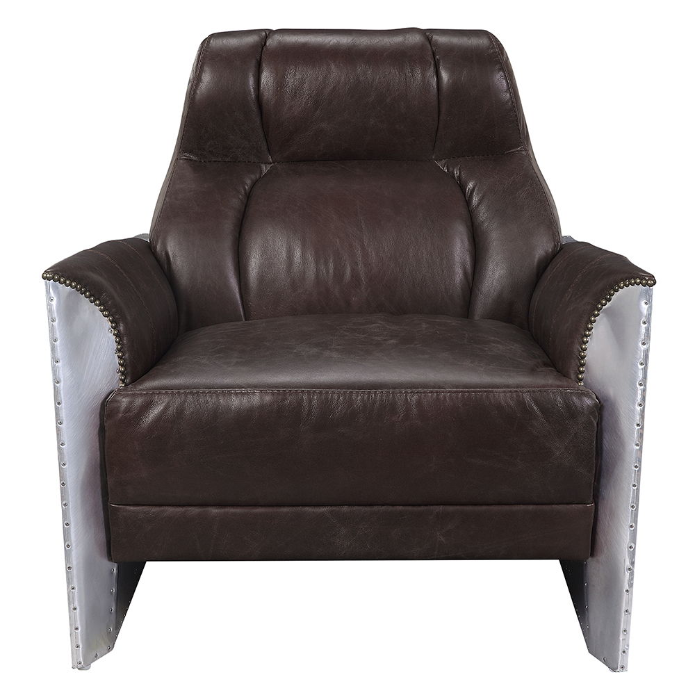 Brancaster - Accent Chair - Espresso Top Grain Leather & Aluminum