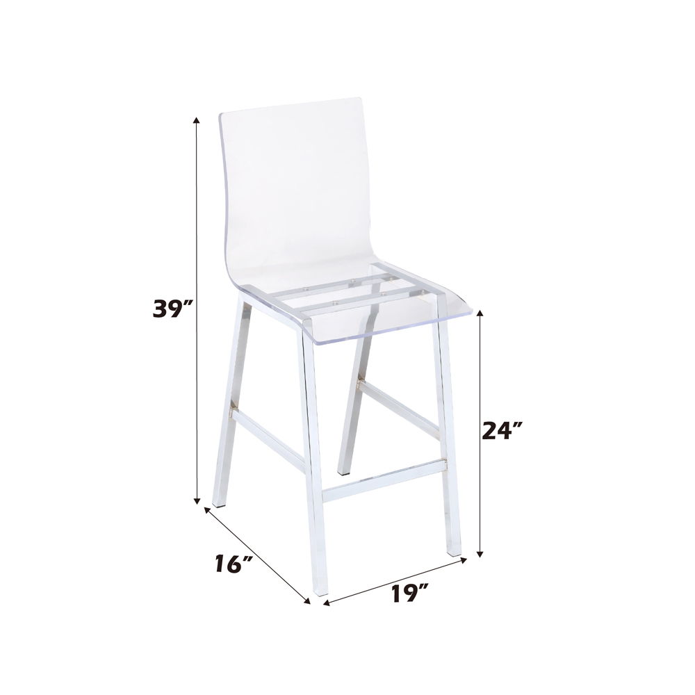 Nadie - Counter Height Chair (Set of 2) - Clear Acrylic & Chrome