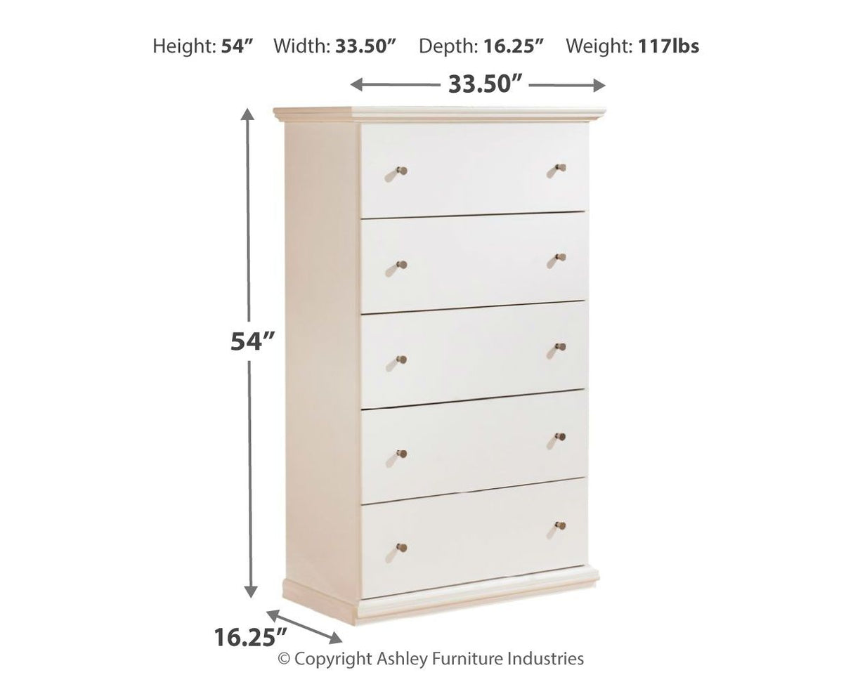 Bostwick Shoals - Five Drawer Chest - White