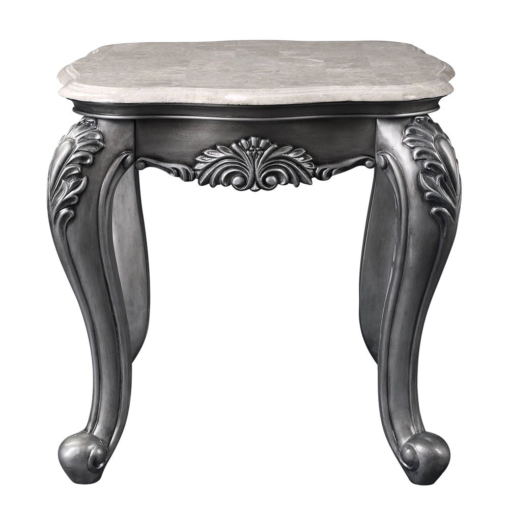 Ariadne - End Table - Marble Top & Platinum