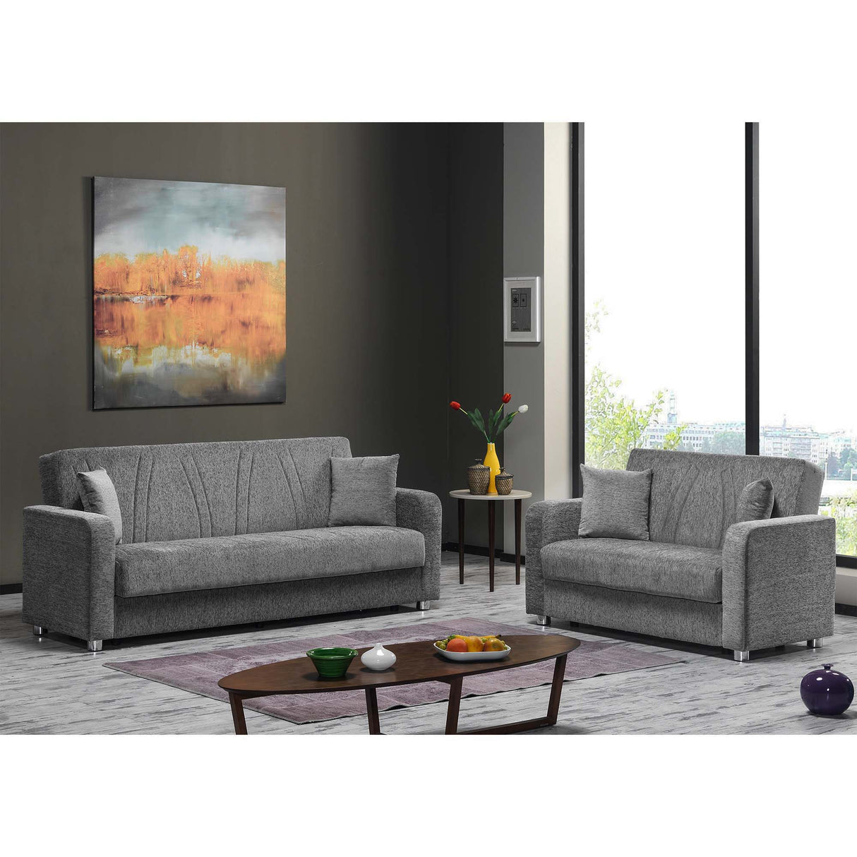 Ottomanson Elegance - Upholstered Convertible Loveseat With Storage