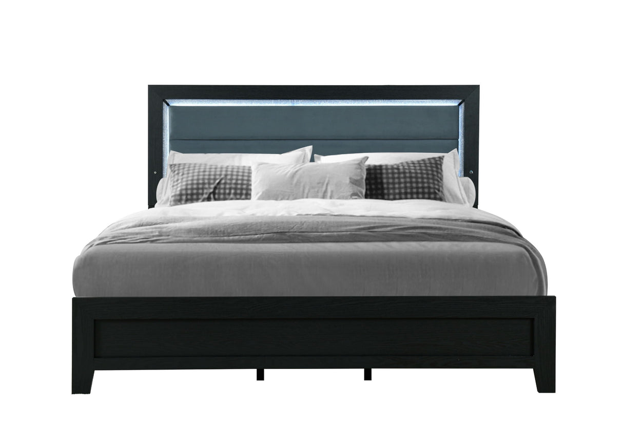 Reid - King Bed With LED - Black