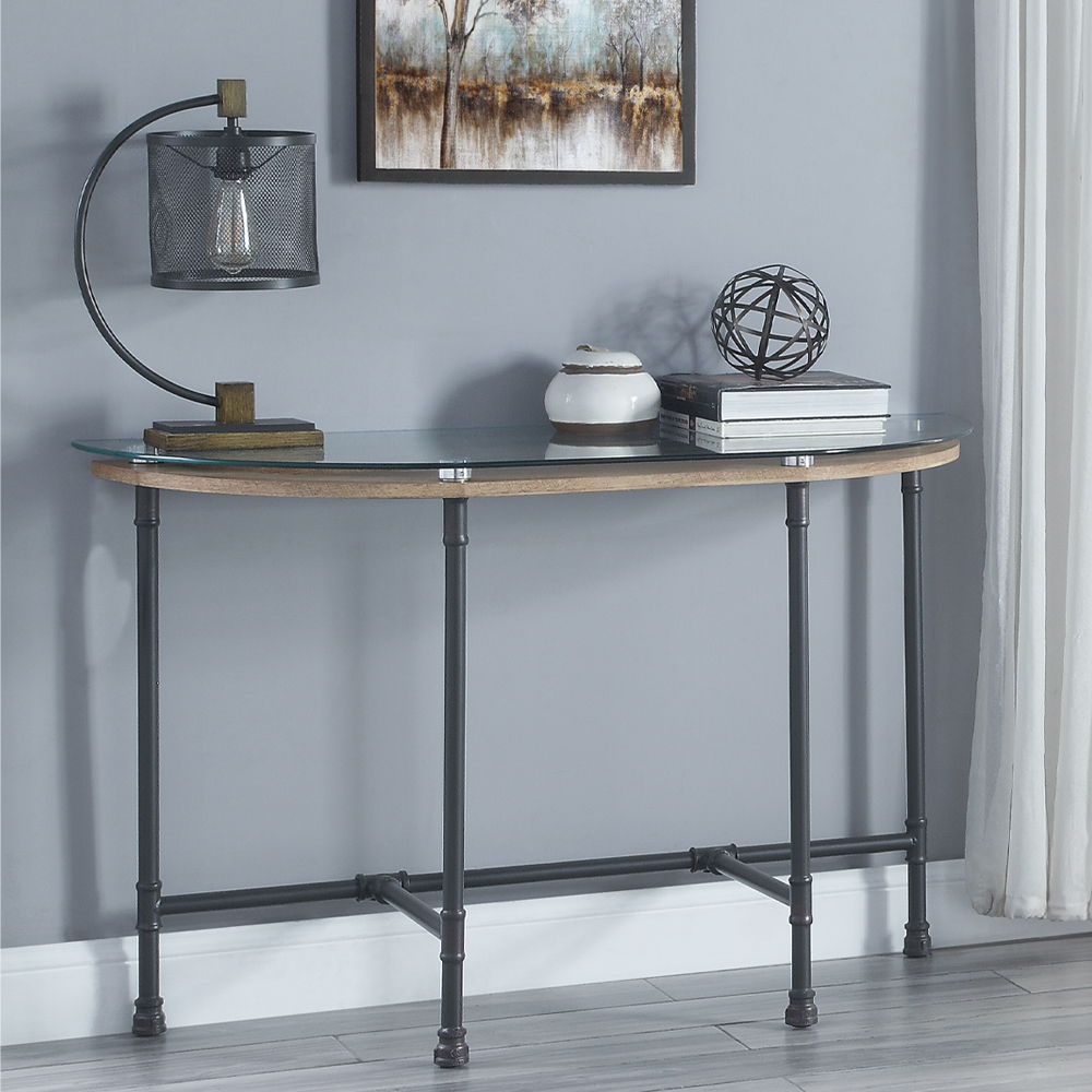 Brantley - Sofa Table - Clear Glass & Sandy Gray