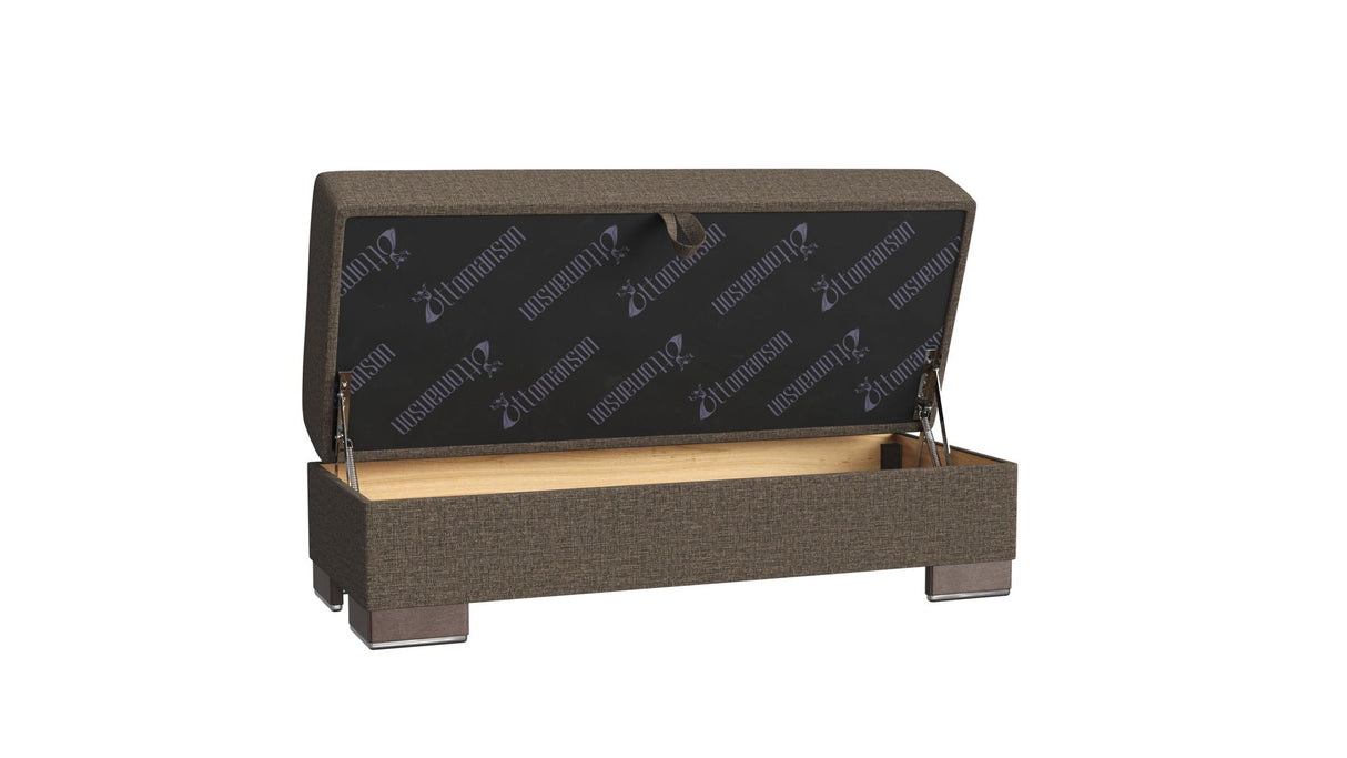 Ottomanson Armada X - Upholstered Convertible Wood Trimmed Ottoman With Storage - Polyester