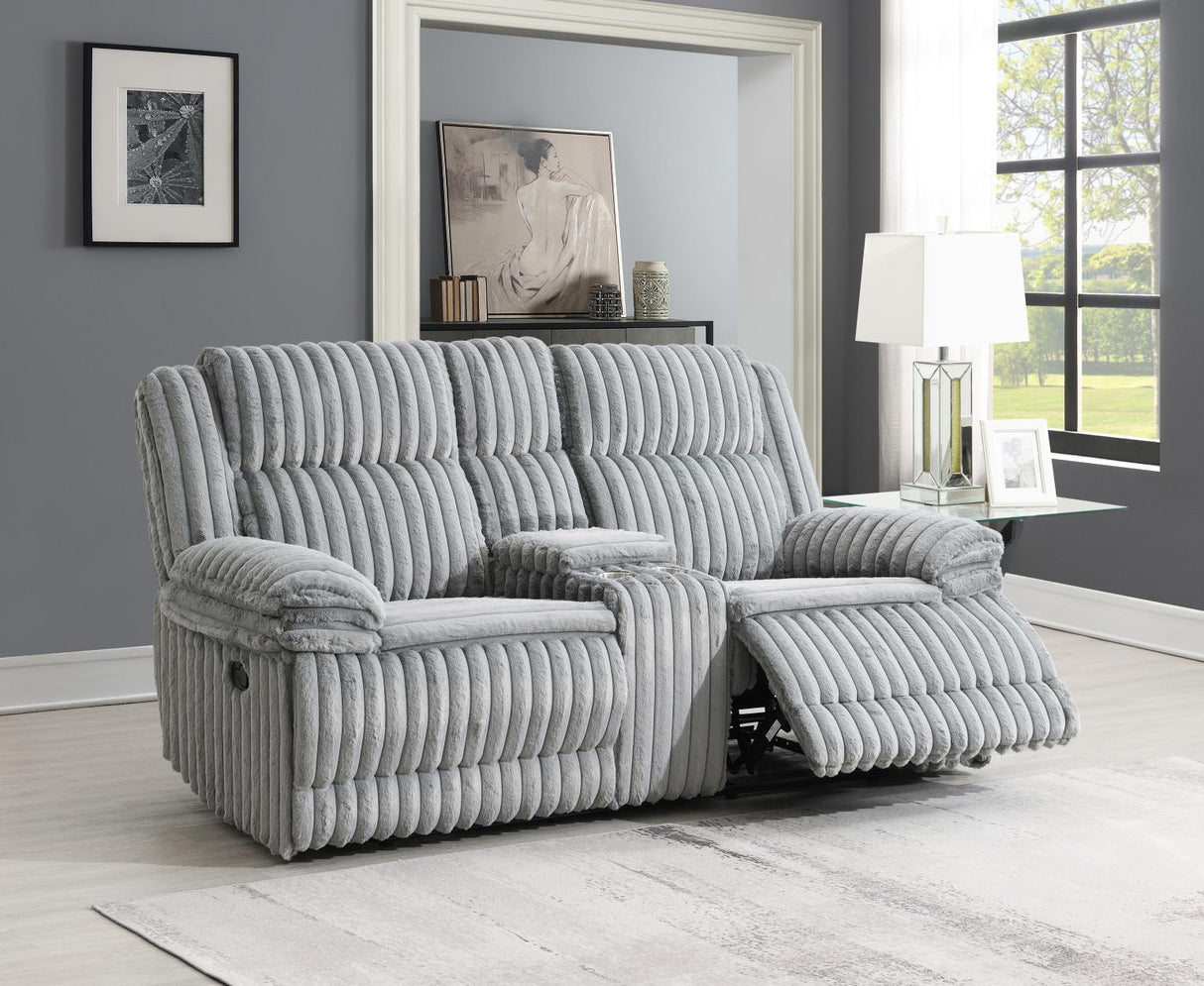 U113 - Corduroy Motion Loveseat - Gray
