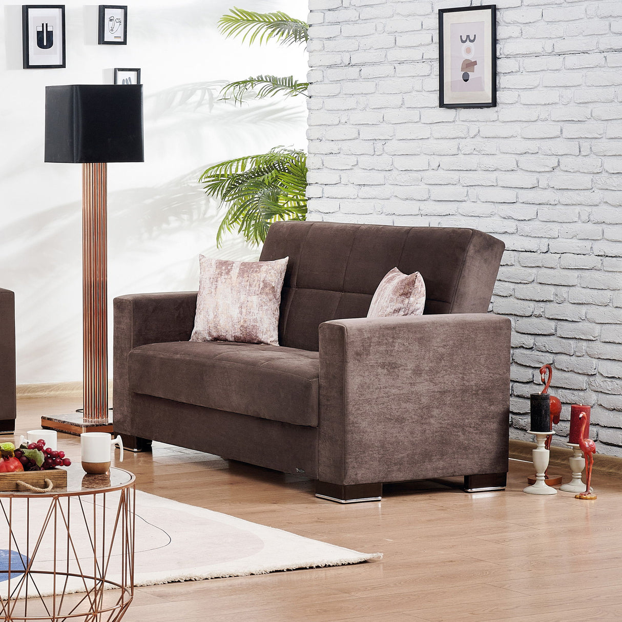 Ottomanson Armada - Upholstered Convertible Loveseat With Storage - Microfiber