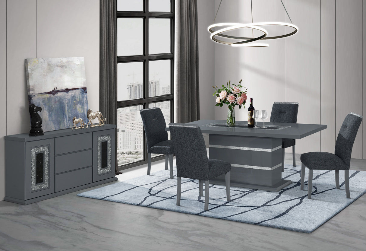 Monaco - 5 Piece Dining Room Set (Dining Table And Four Dining Chairs) - Dark Gray
