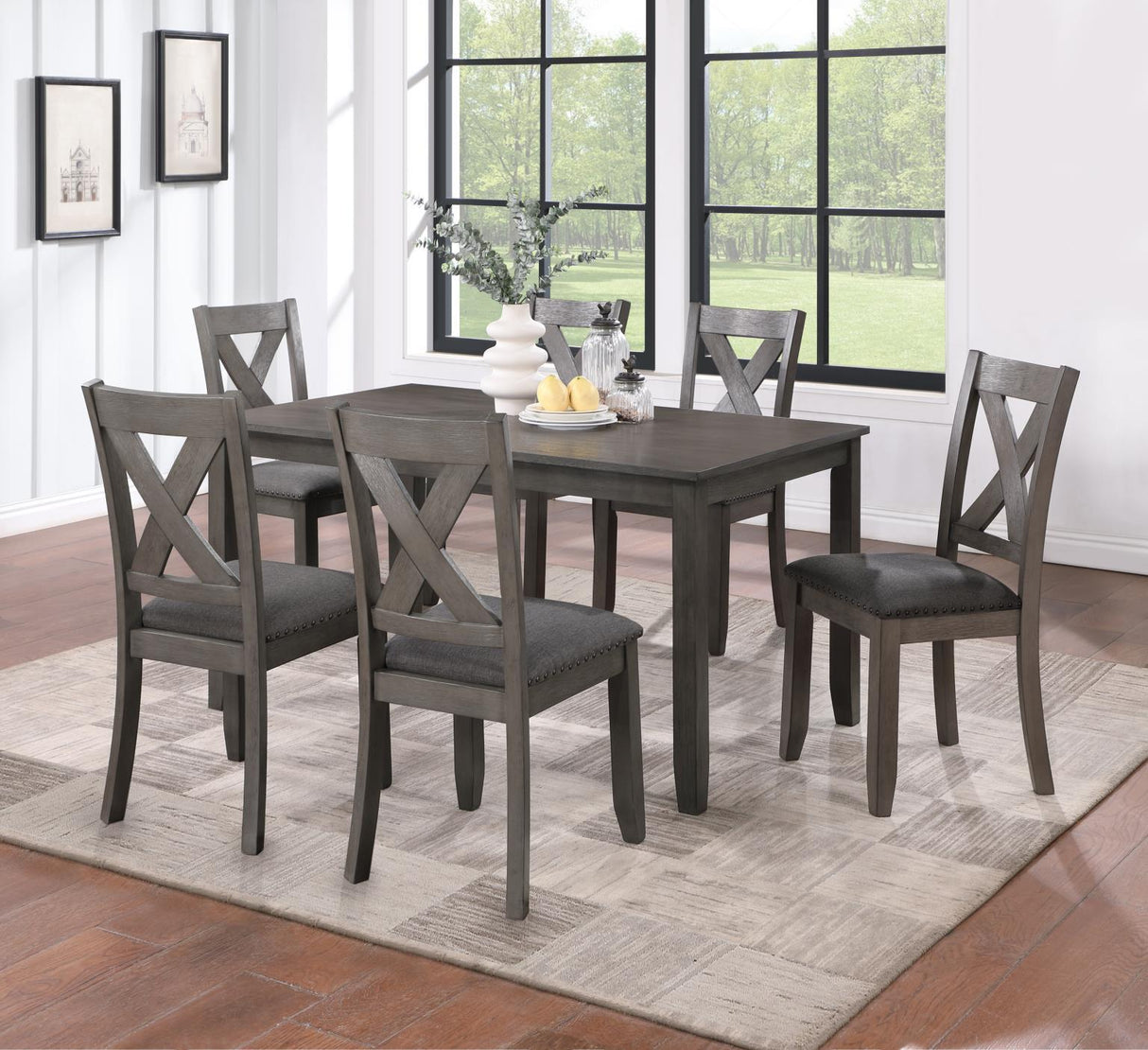 D161 - 7 Piece Dining Room Set (Dining Table With 6 Side Chairs) - Gray