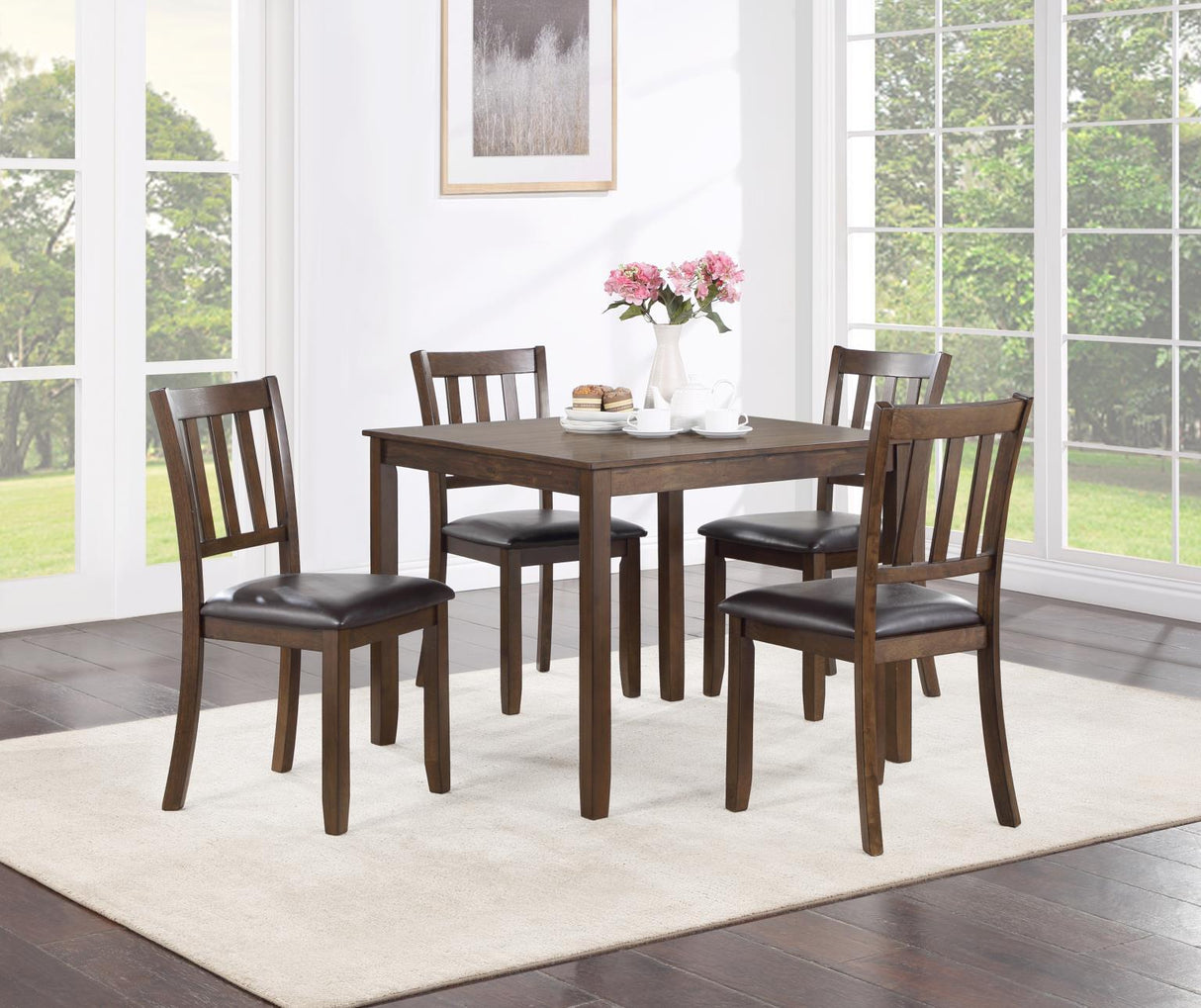 D231 - 5 Piece Dining Room Set (Dining Table With 4 Chairs) - Walnut