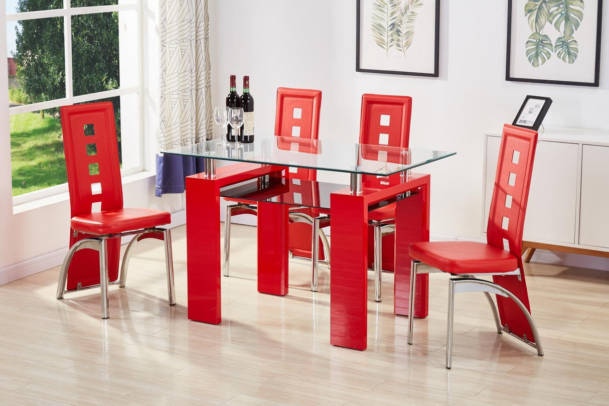 D309 - 5 Piece Dining Room Set (Dining Table & 4 Side Chairs) - Red