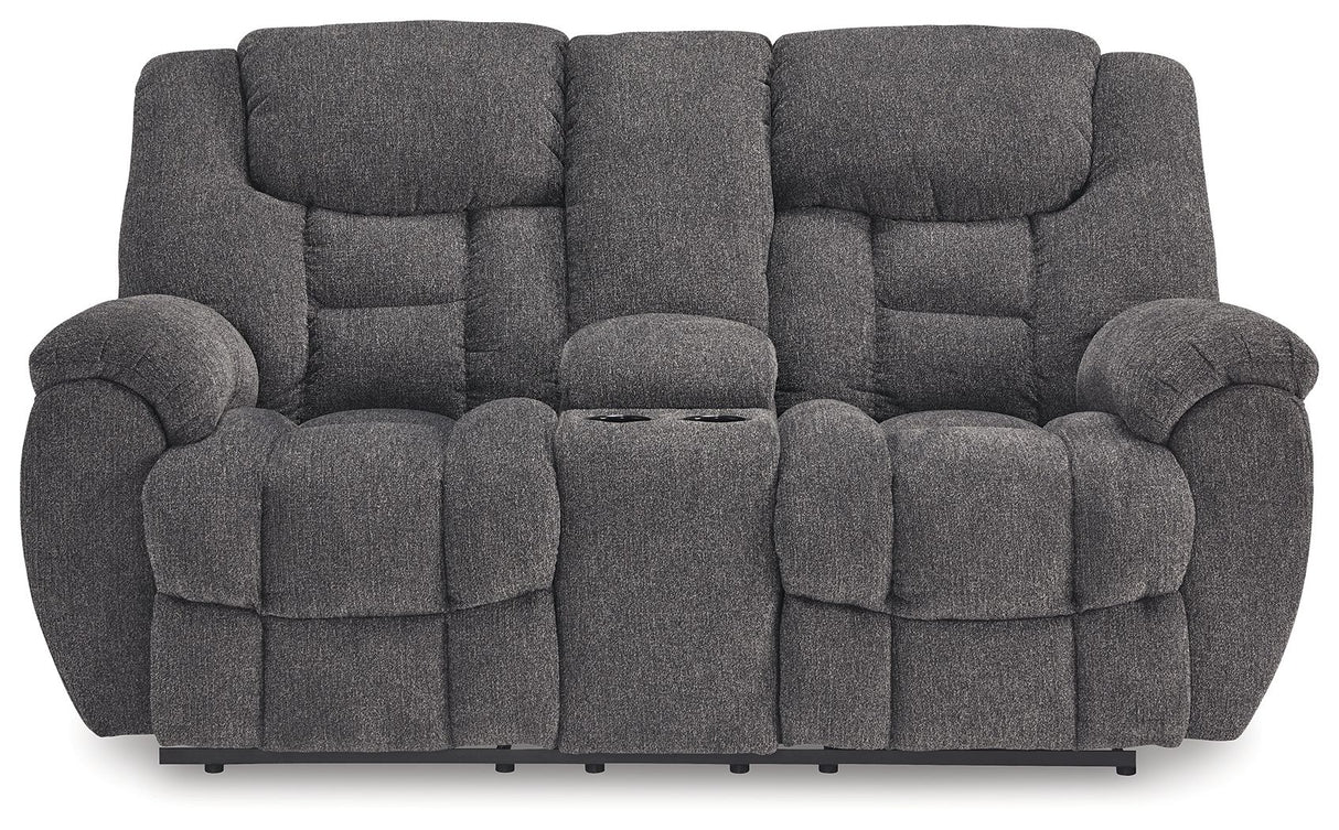 Foreside - Dbl Reclining Loveseat with Console - Charcoal