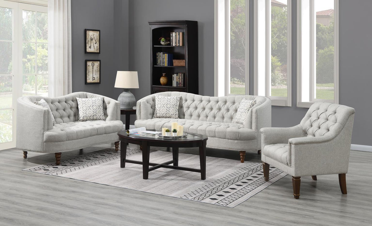 U221 - Sofa With Two Pillows & Wooden Legs - Gray