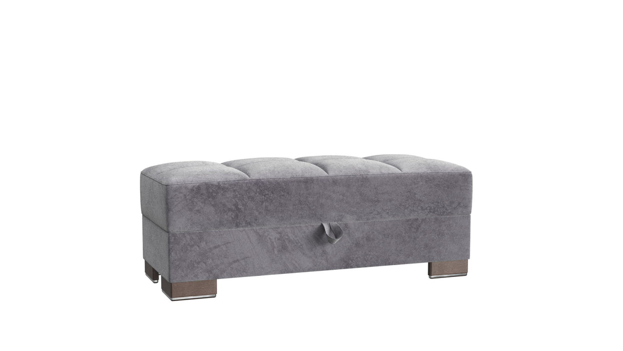 Ottomanson Armada X - Upholstered Convertible Wood Trimmed Ottoman With Storage - Microfiber