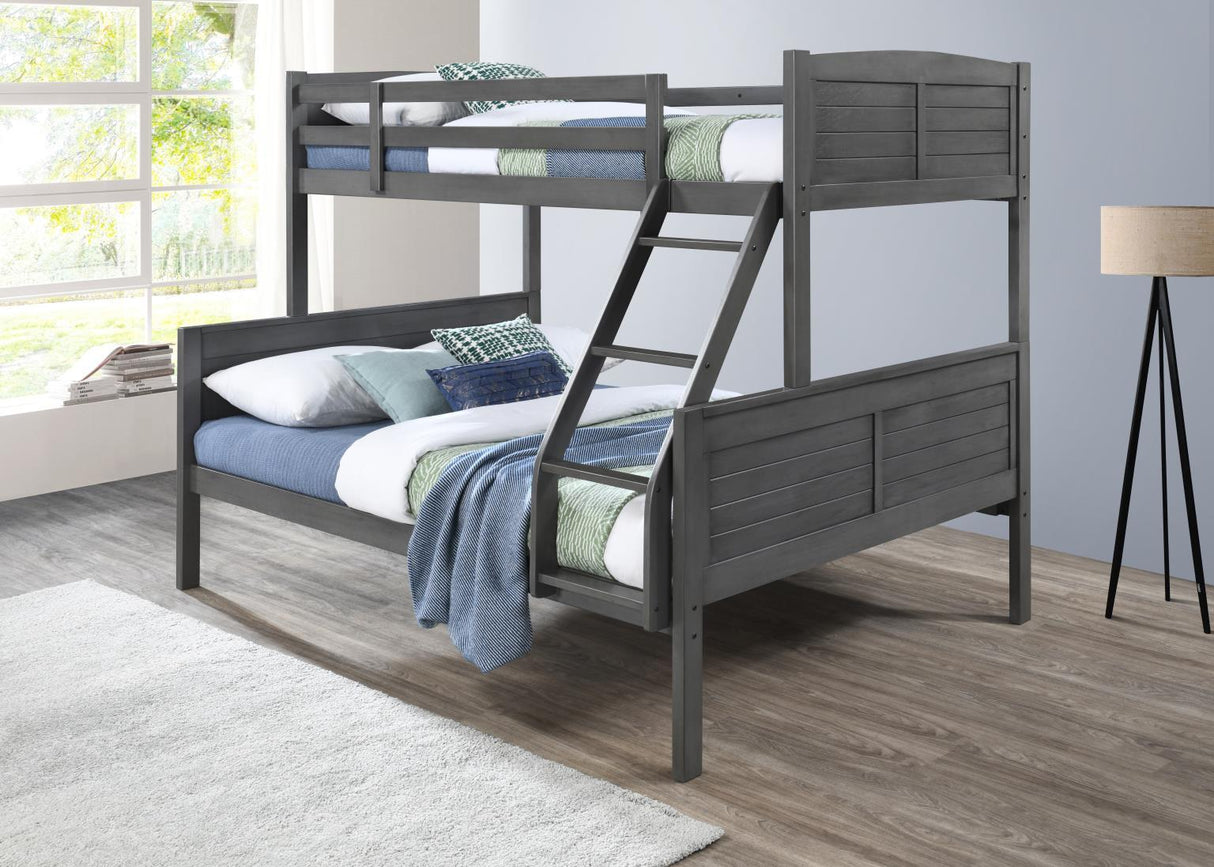S093 - Twin / Full Bunk Bed - Antique Gray