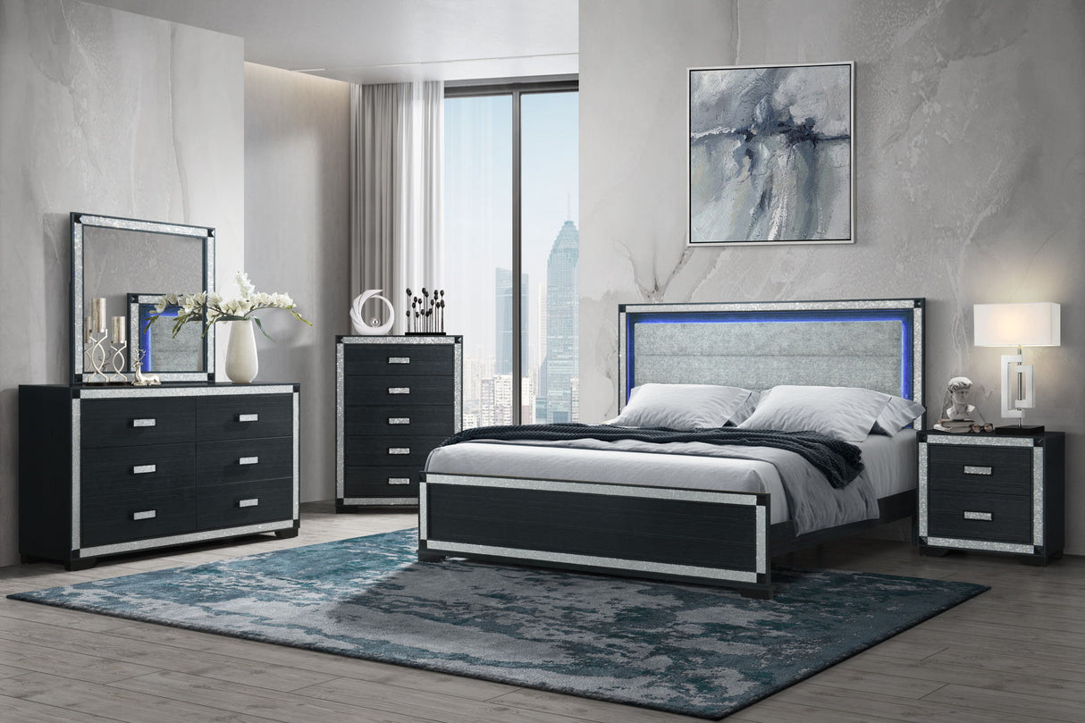 Soleil - 5 Piece King Bedroom Set - Charcoal