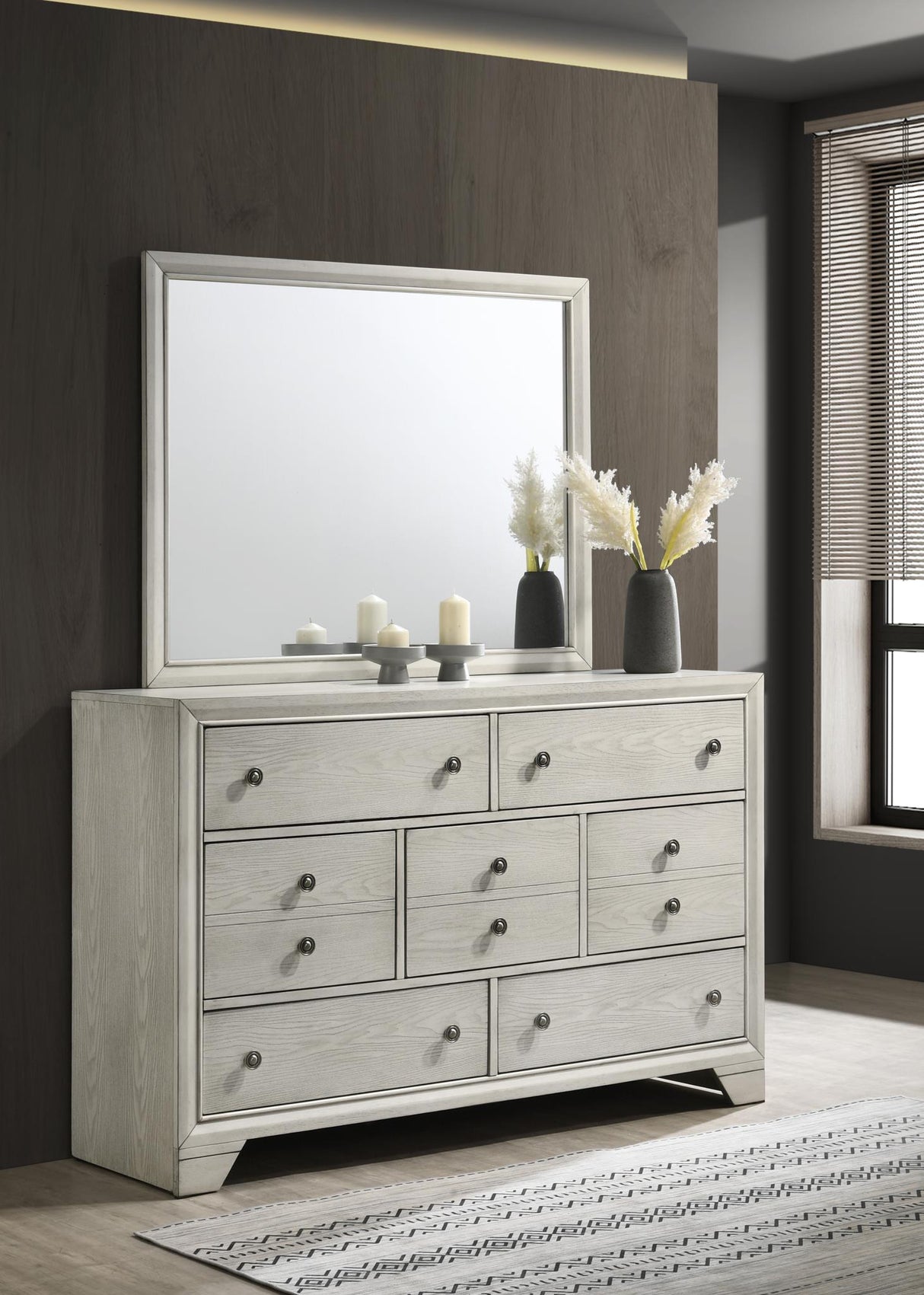 B320 - Oak Mirror - Antique White