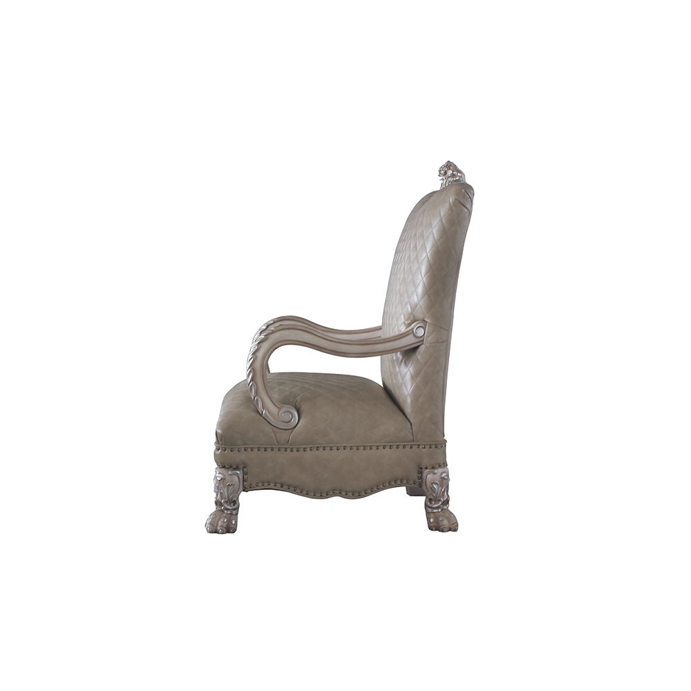 Dresden - Chair With Pillow - Synthetic Leather & Vintage Bone White